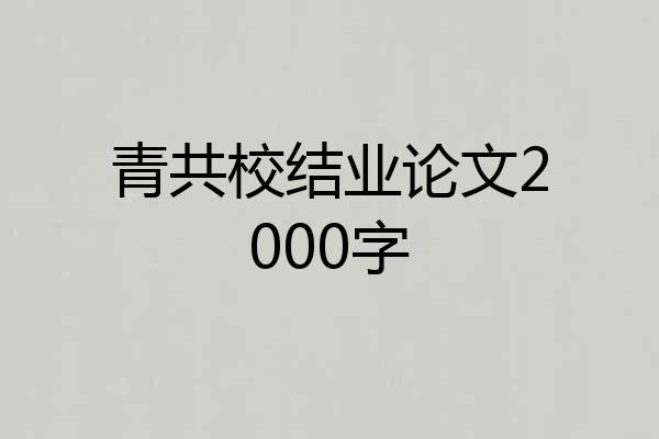 青共校结业论文2000字