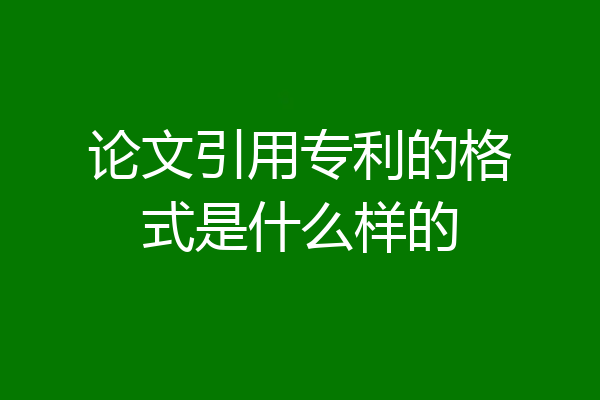 论文引用专利的格式是什么样的