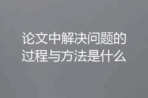 论文中解决问题的过程与方法是什么