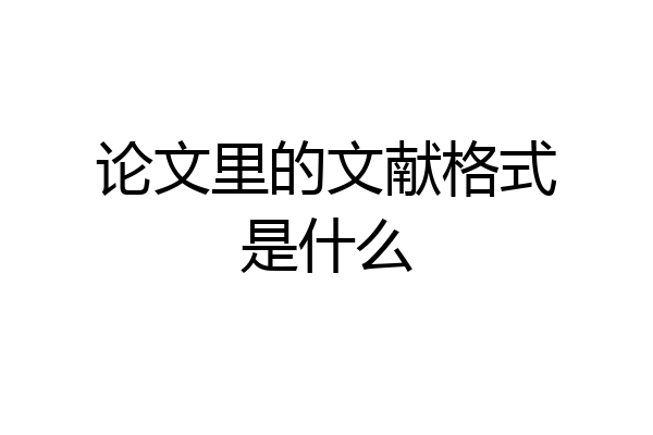 论文里的文献格式是什么