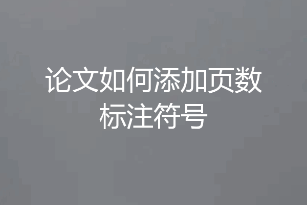 论文如何添加页数标注符号