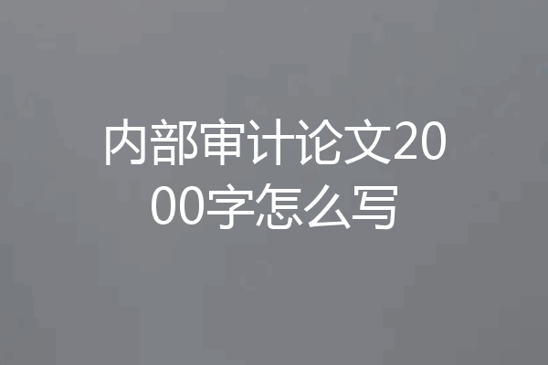 内部审计论文2000字怎么写