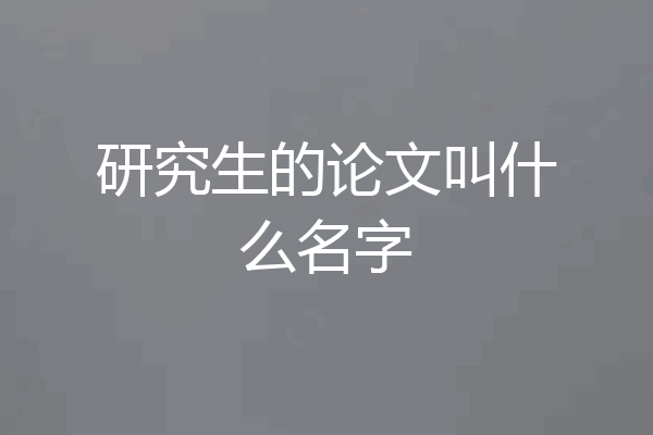 研究生的论文叫什么名字