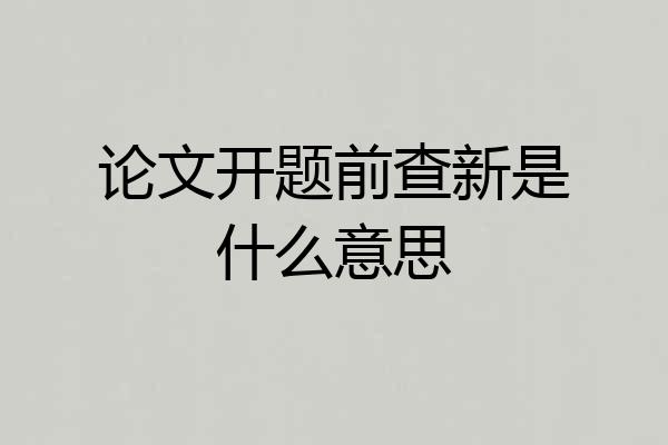 论文开题前查新是什么意思