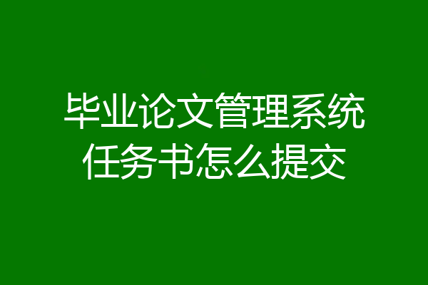 毕业论文管理系统任务书怎么提交