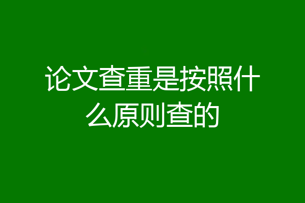 论文查重是按照什么原则查的