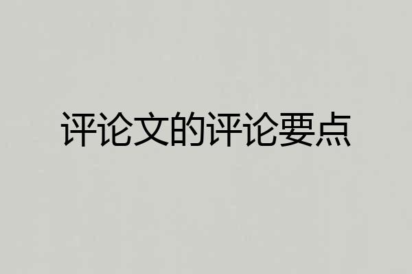 评论文的评论要点