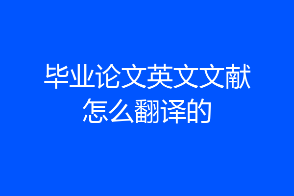 毕业论文英文文献怎么翻译的