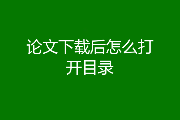 论文下载后怎么打开目录