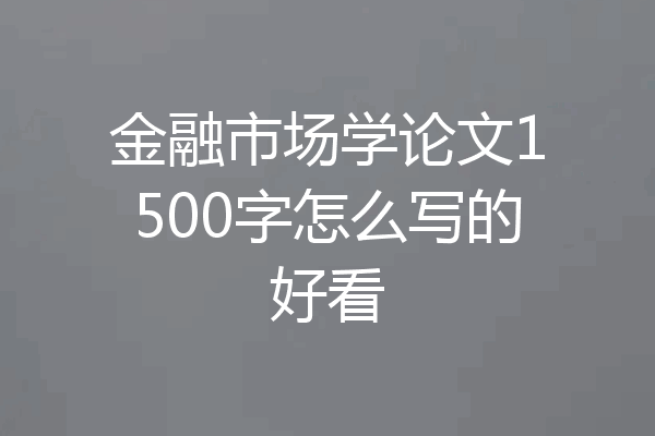 金融市场学论文1500字怎么写的好看