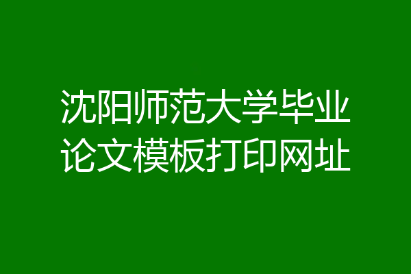 沈阳师范大学毕业论文模板打印网址