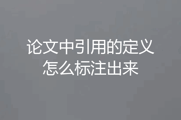 论文中引用的定义怎么标注出来