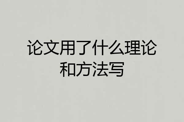 论文用了什么理论和方法写