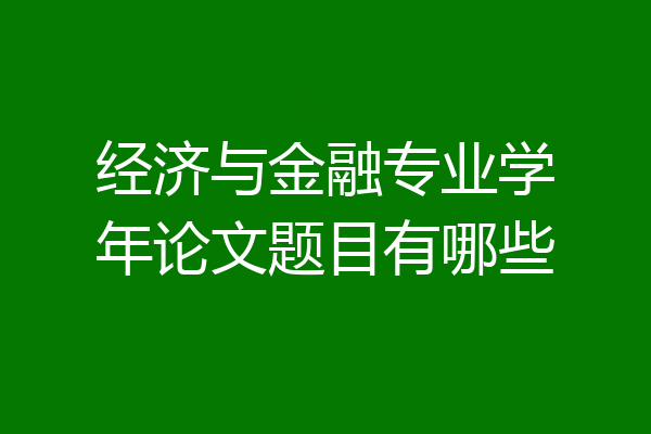 经济与金融专业学年论文题目有哪些