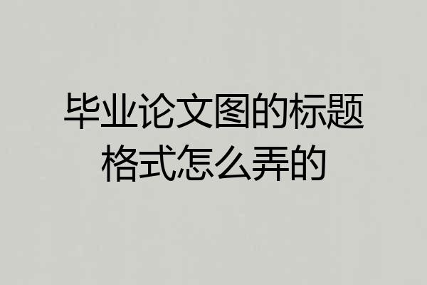 毕业论文图的标题格式怎么弄的
