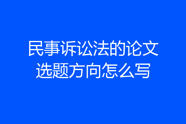 民事诉讼法的论文选题方向怎么写