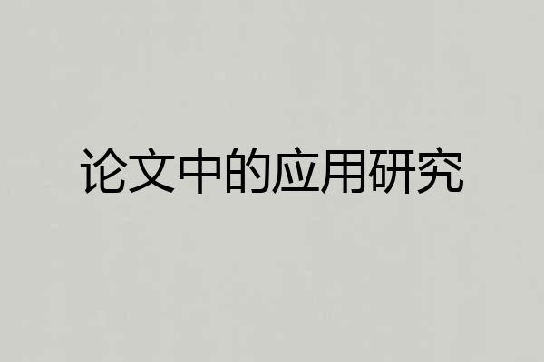 论文中的应用研究