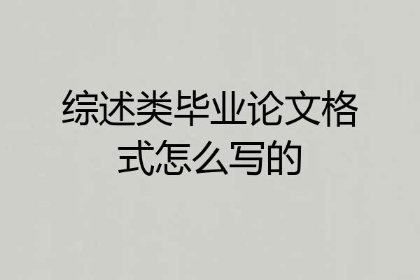 综述类毕业论文格式怎么写的