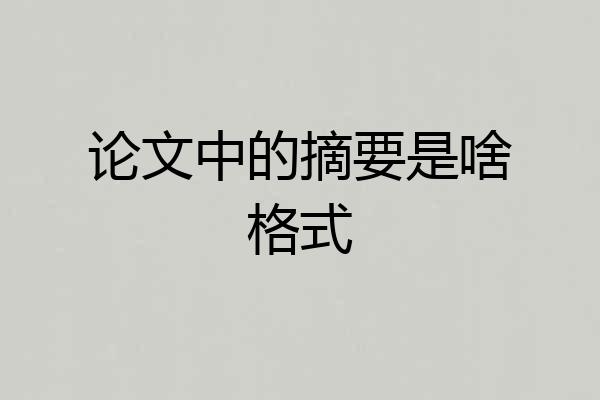 论文中的摘要是啥格式