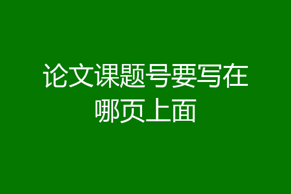 论文课题号要写在哪页上面