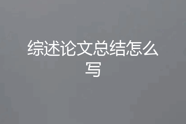 综述论文总结怎么写