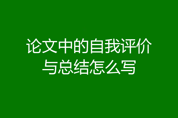 论文中的自我评价与总结怎么写