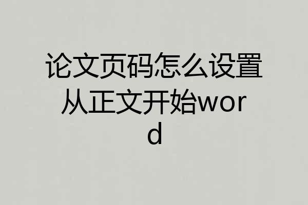 论文页码怎么设置从正文开始word