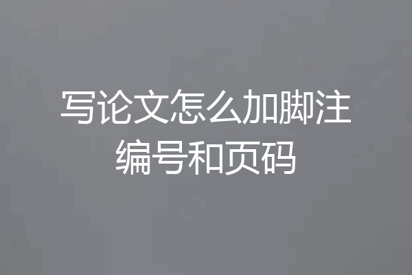 写论文怎么加脚注编号和页码