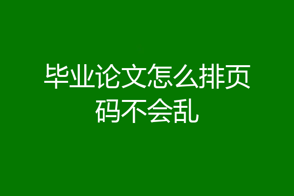 毕业论文怎么排页码不会乱