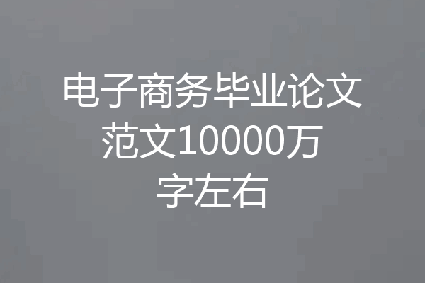 电子商务毕业论文范文10000万字左右