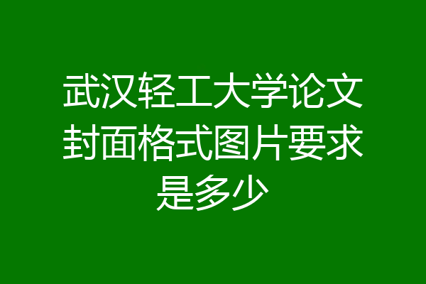 武汉轻工大学论文封面格式图片要求是多少