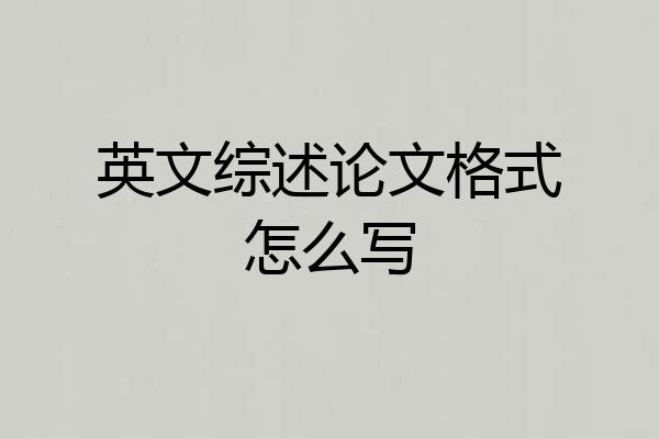 英文综述论文格式怎么写