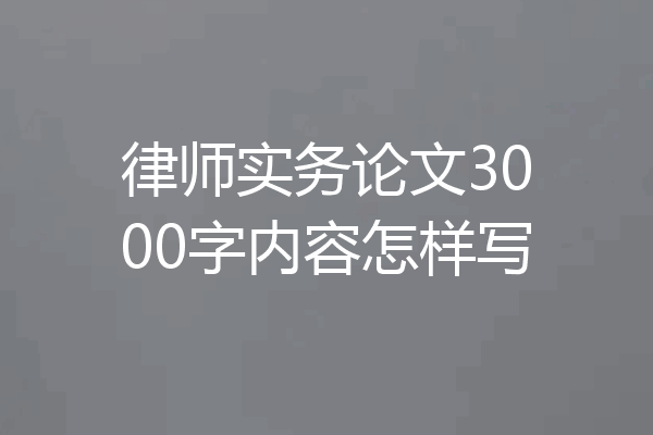 律师实务论文3000字内容怎样写