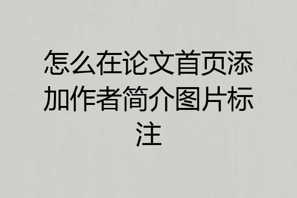 怎么在论文首页添加作者简介图片标注