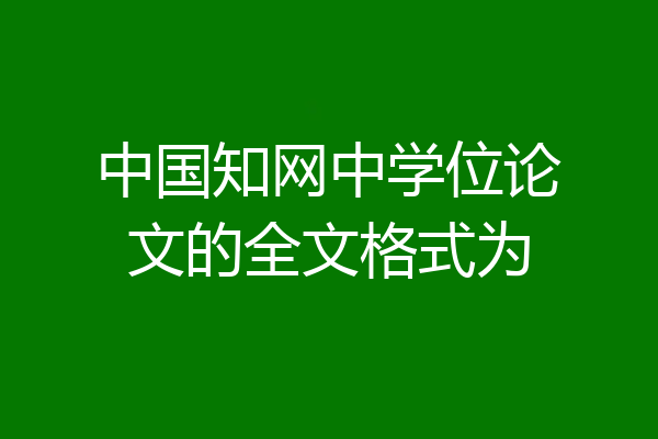 中国知网中学位论文的全文格式为