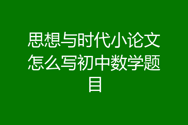 思想与时代小论文怎么写初中数学题目