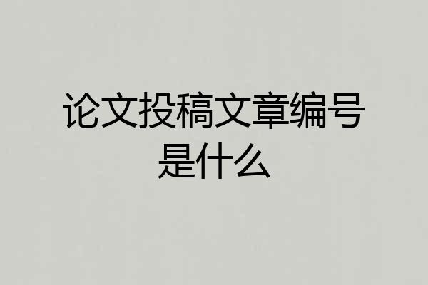 论文投稿文章编号是什么