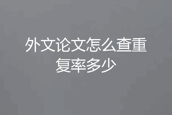 外文论文怎么查重复率多少