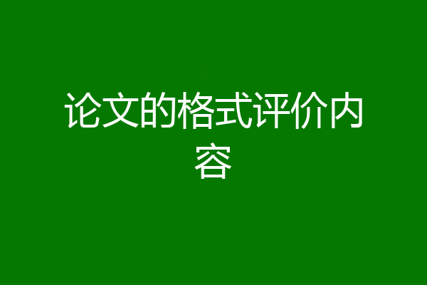论文的格式评价内容