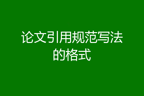 论文引用规范写法的格式