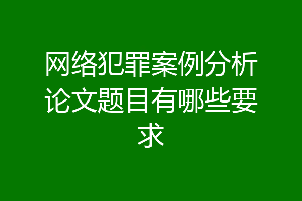 网络犯罪案例分析论文题目有哪些要求