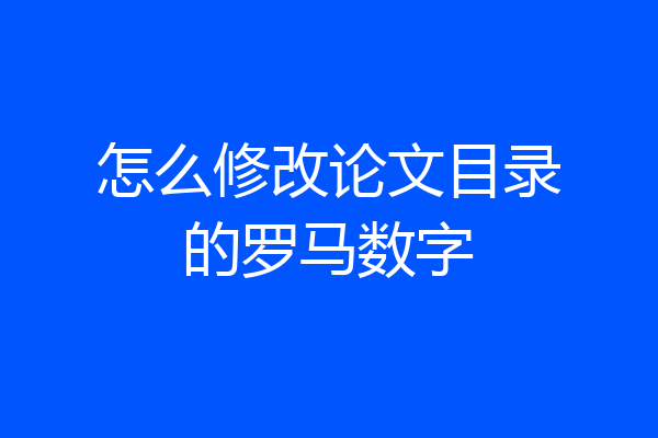 怎么修改论文目录的罗马数字