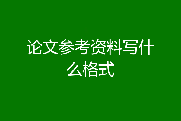 论文参考资料写什么格式