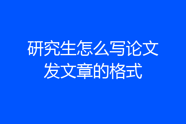 研究生怎么写论文发文章的格式