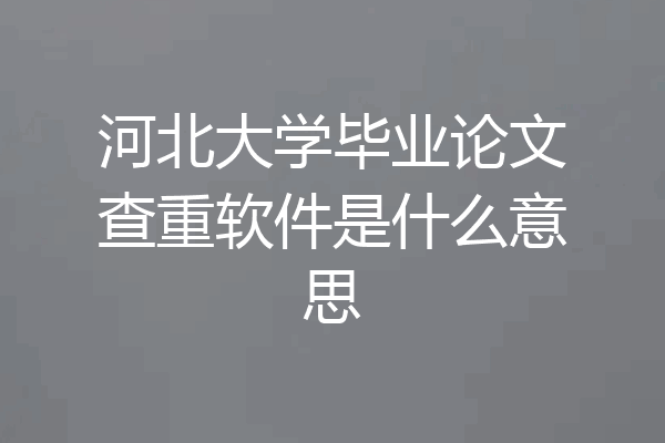 河北大学毕业论文查重软件是什么意思