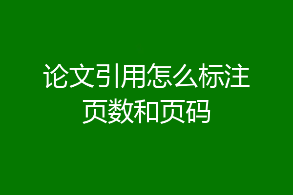论文引用怎么标注页数和页码