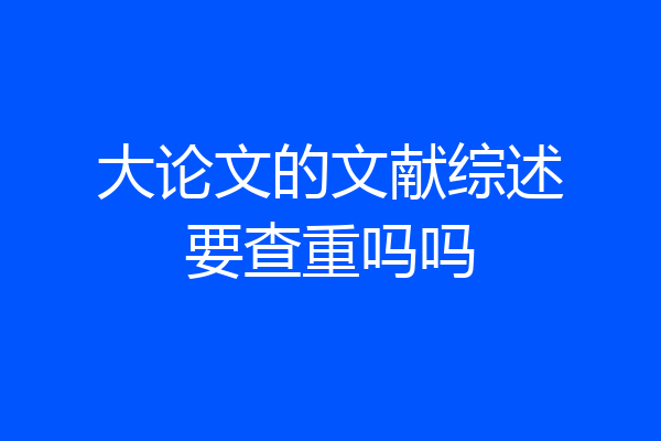 大论文的文献综述要查重吗吗