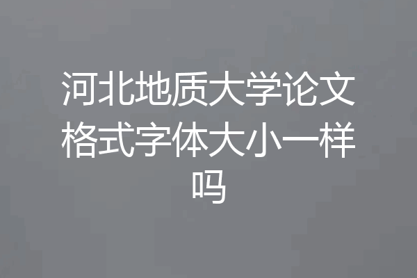 河北地质大学论文格式字体大小一样吗