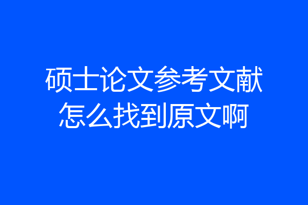 硕士论文参考文献怎么找到原文啊