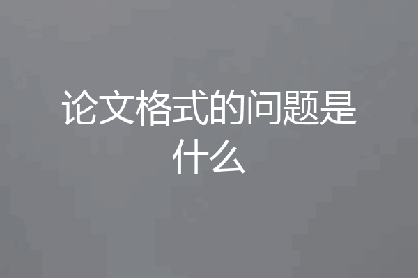 论文格式的问题是什么
